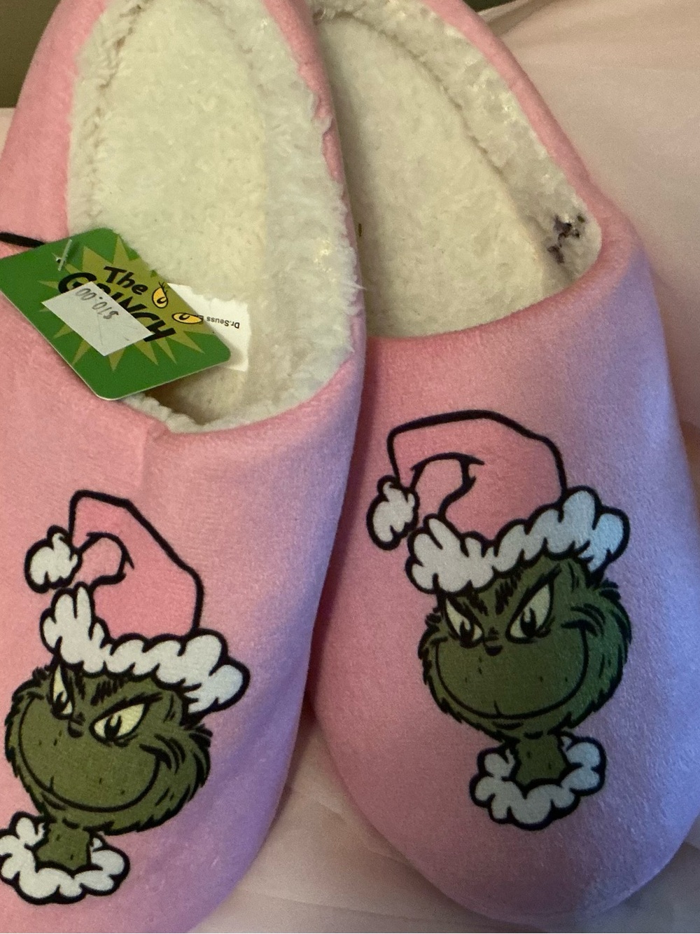 The Grinch Pink Kids Plush Slip-On Slippers